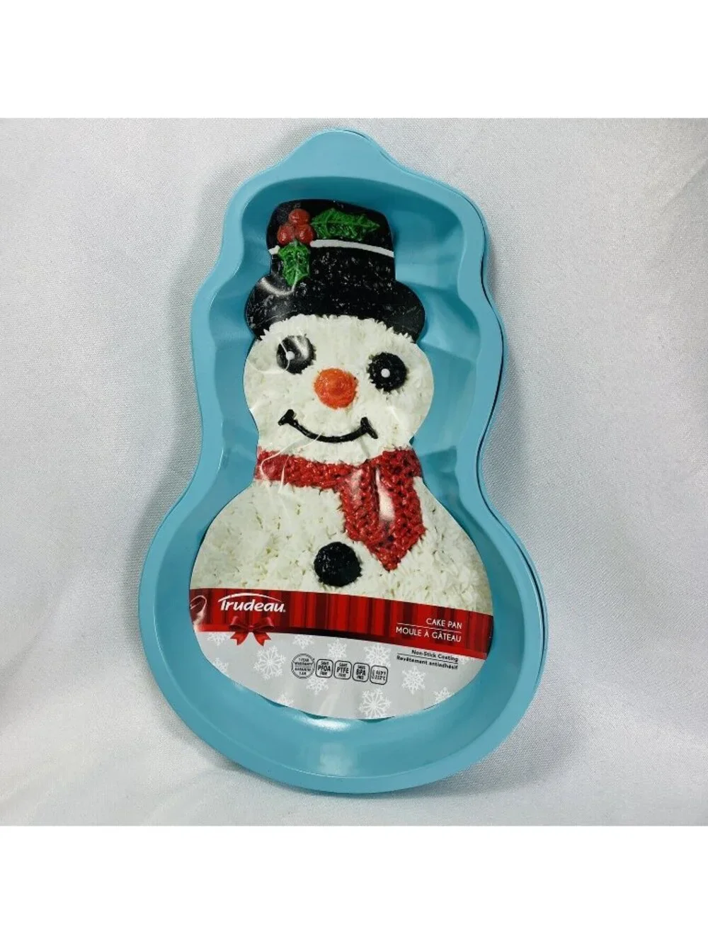 Holly Happy Snowman Gift Trudeau Metal Baking Cake Pan 3D Jello Holiday Bowl